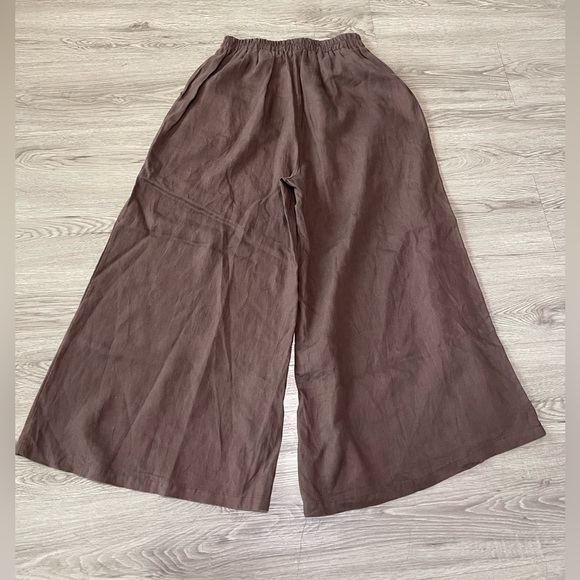 NWT brown linen wide leg pant size large - Picture 6 of 8